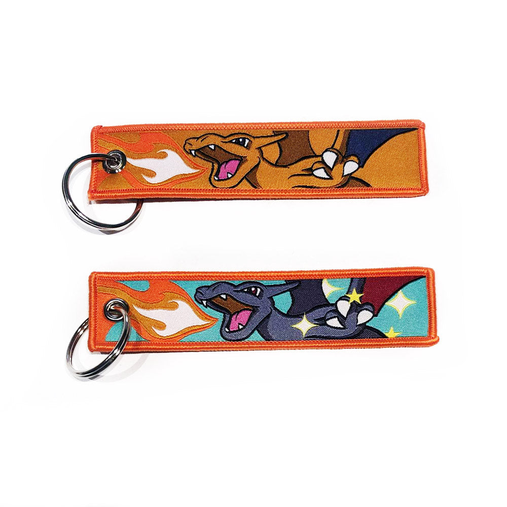 Pokemon geborduurde Keytag - Charizard Anime dubbelzijdige sleutelhanger