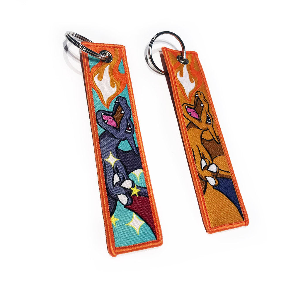 Pokemon geborduurde Keytag - Charizard Anime dubbelzijdige sleutelhanger