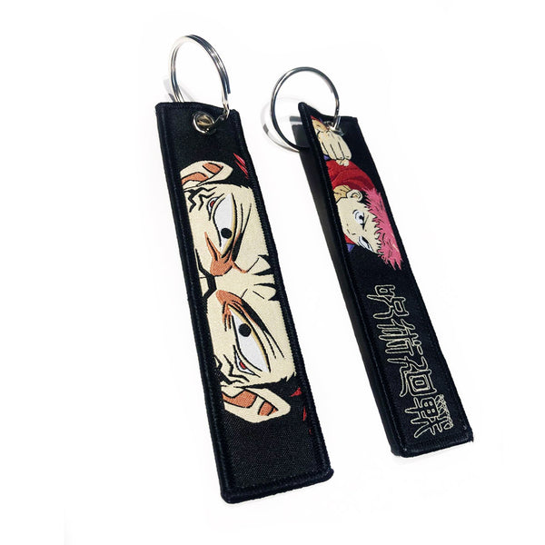 Jujutsu Kaisen Embroidered Keytag - Itadori Yuji and Sukuna Anime Double Sided Keychain