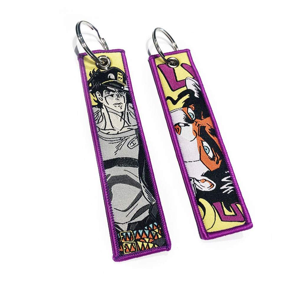 JOJO Geborduurde Keytag - Jotaro Anime Dubbelzijdige Sleutelhanger