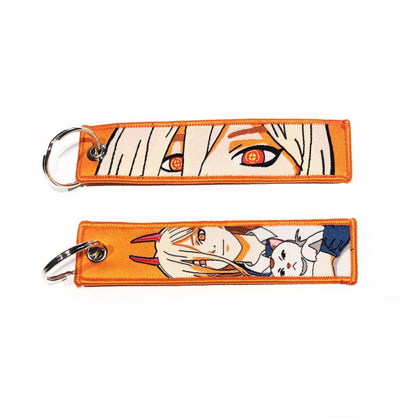 Chainsaw Man Embroidered Keytag - Power blood fiend Anime Double Sided Keychain