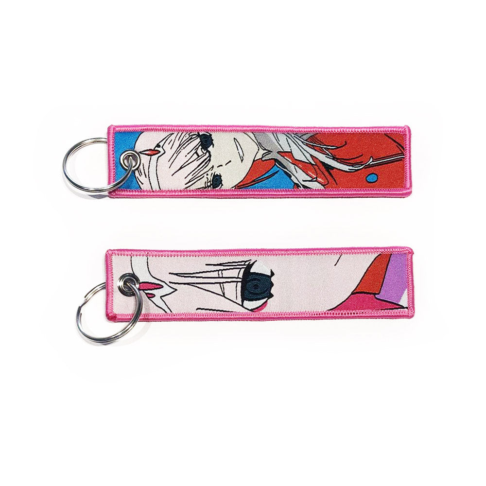 Darling in the Franxx Embroidered Keytag - Zero Two Anime Double Sided Keychain