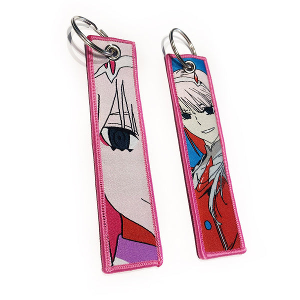 Darling in the Franxx Geborduurde Keytag - Zero Two Anime Dubbelzijdige Sleutelhanger