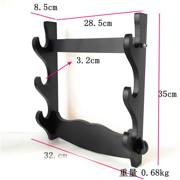 Katana Holder - Wall Mount - Horizontal Sword Display Stand - 3 layers